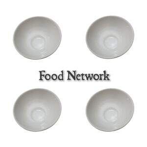 Food Network ~ White Dinnerware Minimalist Porcelain Bowls. 4 Pieces
